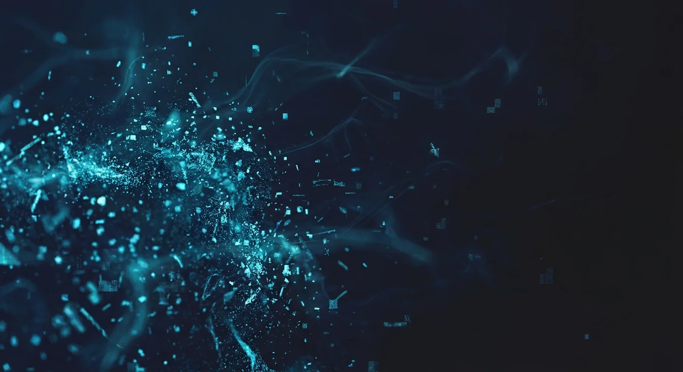 Scattered fragments of data dissolving into the dark